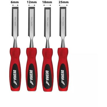 DEDRA-EXIM Dălti în set 4 buc: 6,12,18,25mm, otel CrV