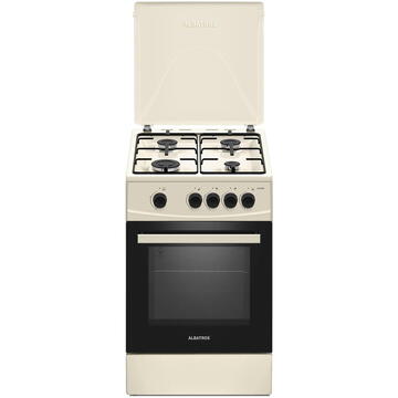 Samus AL452BCS, 4 Arzatoare gaz, Cuptor gaz, Siguranta plita si cuptor, Geam dublu la cuptor, Bej
