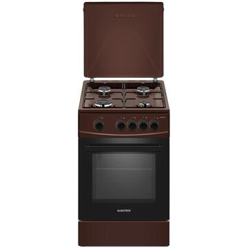 Albatros AL452MBS, 4 Arzatoare gaz, Cuptor gaz, Siguranta plita si cuptor, Geam dublu la cuptor, Maro