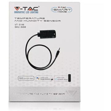Senzor de temperatura si umiditate V-Tac SKU-8468, 0.5 m, IP20, Negru
