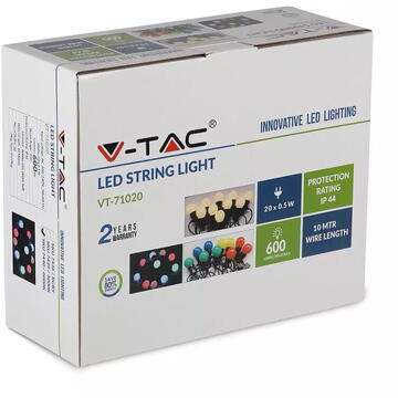 V-Tac SIR ILUMINAT FESTIV IP44 10M 0.5W X 20 6000K ALB RECE
