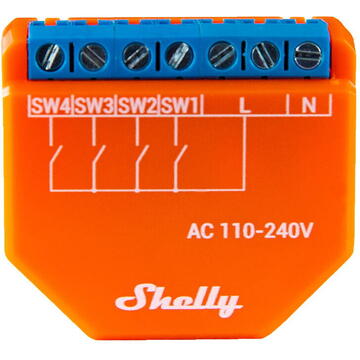 Releu inteligent Shelly 36056, Wi-Fi, 30 m, 230 V, Portocaliu