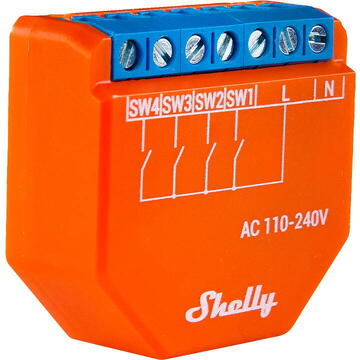Releu inteligent Shelly 36056, Wi-Fi, 30 m, 230 V, Portocaliu