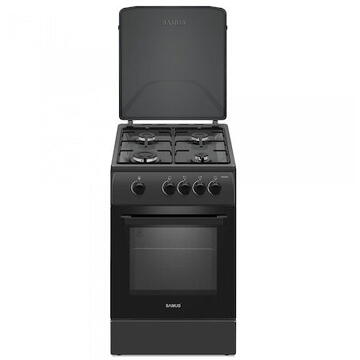 Samus SM561BBS ANTRACIT, 4 Arzatoare gaz, Cuptor gaz, Siguranta plita si cuptor, Geam dublu la cuptor, Negru mat