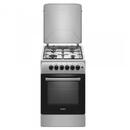 Samus SM561XPBS, 4 Arzatoare gaz, Cuptor gaz, Aprindere electrica plita, Timer, Sigurante plita si cuptor, Inox/ Argintiu