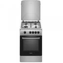 Samus SM561BXS, 4 Arzatoare gaz, Cuptor gaz, Siguranta plita si cuptor, Geam dublu la cuptor, Inox/ Argintiu