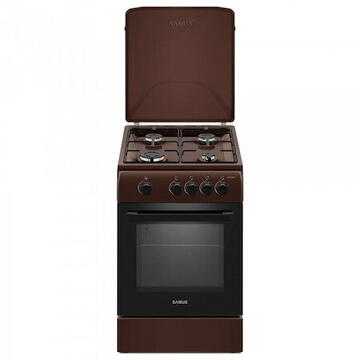 Samus SM561MBS, 4 Arzatoare gaz, Cuptor gaz, Siguranta plita si cuptor, Geam dublu la cuptor, Maro