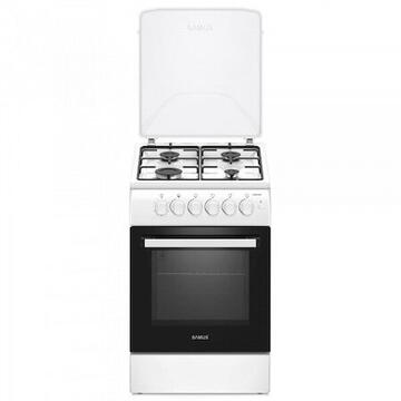 Samus SM561APBS, Montat pentru utilizare cu GPL, 4 arzatoare pe gaz, Cuptor pe gaz, Siguranta plita + cuptor, Aprindere electrica plita