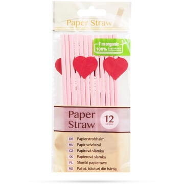 Paie de hârtie - Inimă - 197 x 6 mm - 12 bucăți / pachet