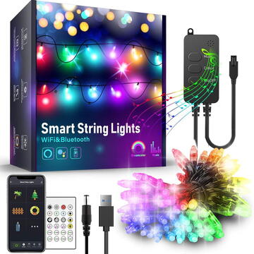 Șir de lumină inteligentă - USB - 50 LED-uri RGB - 5 m - Wi-Fi, Bluetooth