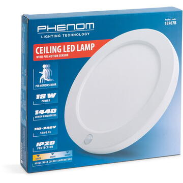 Phenom Lampă LED de tavan cu senzor de mișcare - 18W - 1440 lm - 110-240V - IP20