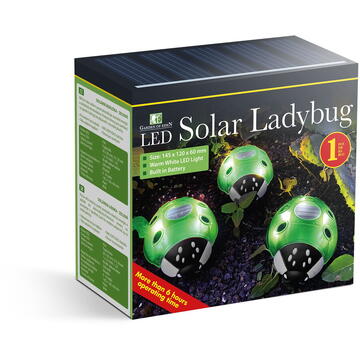 Garden of Eden Buburuza solara - verde - 14,5 x 12 x 6 cm - 6 LED-uri alb cald