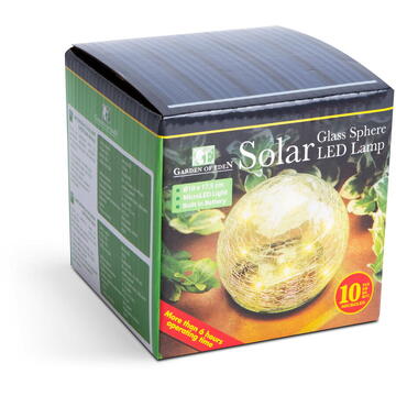 Garden of Eden Sferă solară din sticlă - 10 cm - 10 LED alb cald