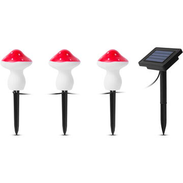 Garden of Eden Lampa solara LED - 3 ciuperci - alb cald