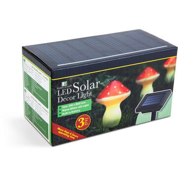 Garden of Eden Lampa solara LED - 3 ciuperci - alb cald