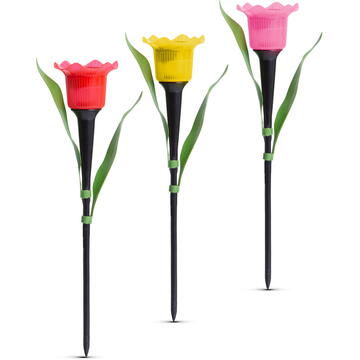 Garden of Eden Lalea solară LED - galben / roșu / roz - 31 cm - 12 buc / afișaj