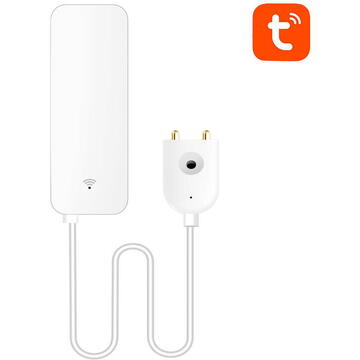 Senzor inteligent inundatie/scurgeri Gosund S5, Wi-Fi 2.4GHz, 6000 declansari, 3 x AAA, Aplicatie mobila, Asistent vocal, alb