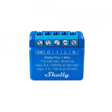 Releu inteligent Shelly ALL-REL-PLUSMINI1, Wifi, Control vocal, Wireless, Albastru