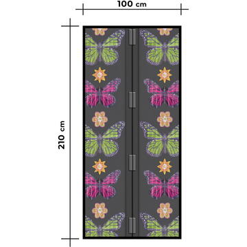 Garden of Eden Perdea anti-tantari pt. usi cu inchidere magnetica- 100 x 210 cm „Flori și fluturi”
