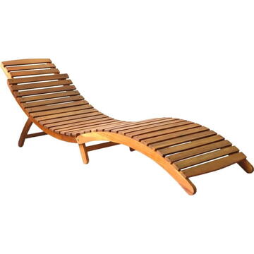 Sezlong pliabil de gradina FIELDMANN cu forma ergonomica, 182x54 cm, inaltime 63 cm, lemn tratat de salcam tropical