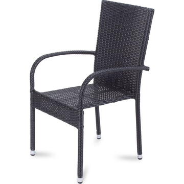 FIELDMANN Scaun de gradina Polyrattan, Negru