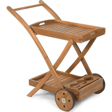 Carucior pentru ceai Lux FIELDMANN FDZN 4050-T 80x50 cm, inaltime 86 cm, lemn tratat de salcam tropical, 2 tavi detasabile