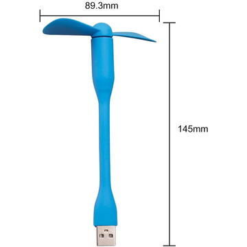 Ventilator USB Portabil, 5V - Techsuit (TUF1) - Blue