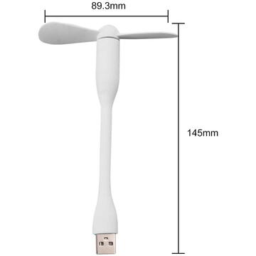 Ventilator USB Portabil, 5V - Techsuit (TUF1) - White