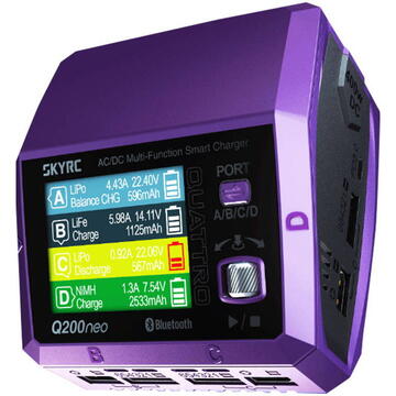 SkyRC Incarcator baterii Q200neo,  100 - 240V AC, 400W, 123 x 119 x 78 mm, Violet