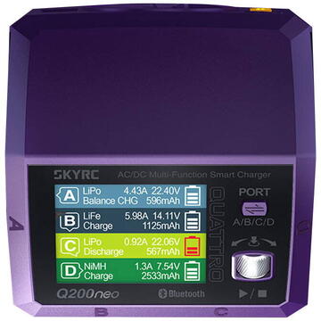 SkyRC Incarcator baterii Q200neo,  100 - 240V AC, 400W, 123 x 119 x 78 mm, Violet