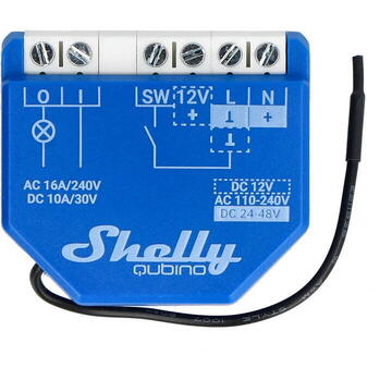 Releu inteligent Shelly Qubino Wave 1, 16 A, 0.3 W, Albastru
