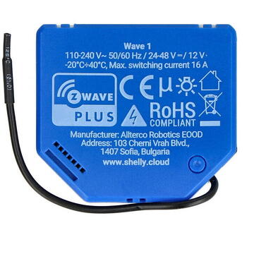 Releu inteligent Shelly Qubino Wave 1, 16 A, 0.3 W, Albastru
