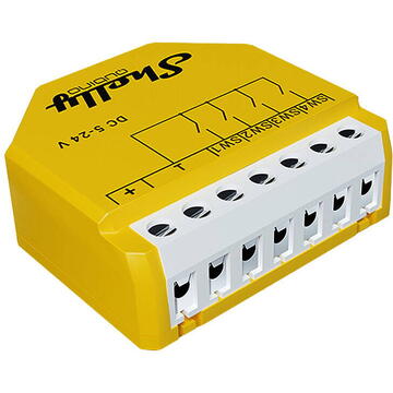 Releu inteligent Shelly Qubino Wave i4 DC, Wireless, 0.3 W, Galben