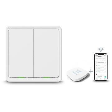 Intrerupator inteligent TESLA TSL-SWI-SCENEZG2, Wireless, 25 m, Alb