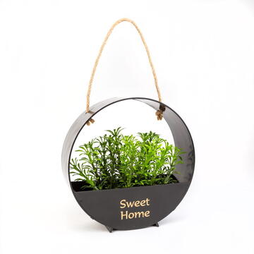 Decor de perete - cu plantă artificială - suspendabil - 19 x 19 cm - 2 tipuri