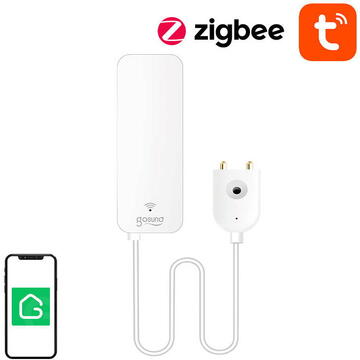 Gosund Senzor de apa smart  ST19, ZigBee, Tuya, Control aplicatie, Lungime cablu 1m, Alb