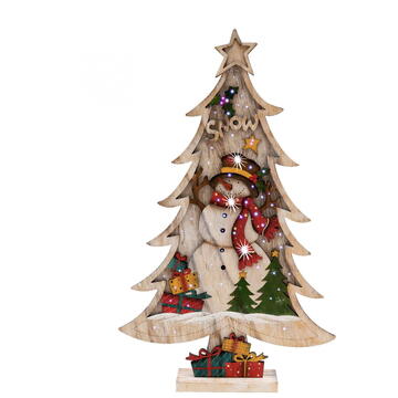 Somogyi Decor de masa cu LED si fir optic, brad color din lemn