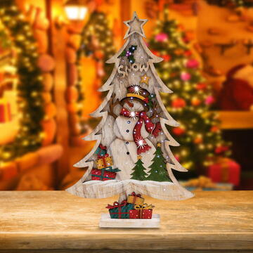 Somogyi Decor de masa cu LED si fir optic, brad color din lemn