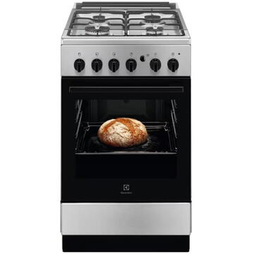 Electrolux LKG504002X, 4 arzatoare gaz, Autocuratare catalitica, Grill, Timer, Inox