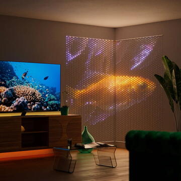 Twinkly Matrix - 500 RGB LED Pearl-shaped lights, clear wire, 1.7x7.8ft F-plug type