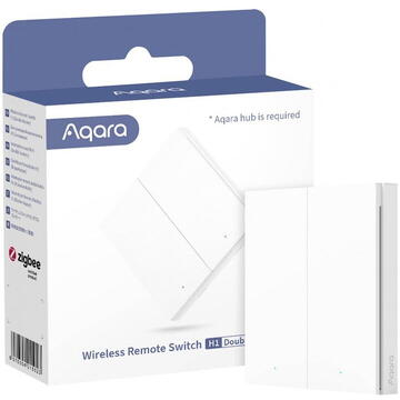 Intrerupator inteligent Aqara Wireless Switch H1 (Double Rocker), Zigbee 3.0, Alb
