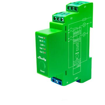 Releu inteligent Shelly PRO Dimmer 2PM, 200 W, Bluetooth 4.2, Verde