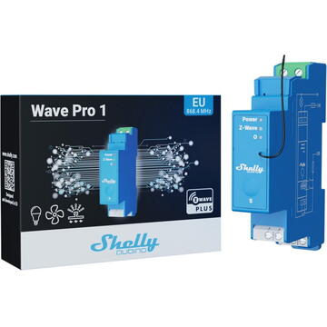 Releu inteligent Shelly Releu 1 canal pentru sina DIN  Qubino Pro 1, 16A, albastru, 94x19x69mm