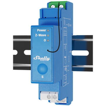 Releu inteligent Shelly Releu 1 canal pentru sina DIN  Qubino Pro 1, 16A, albastru, 94x19x69mm