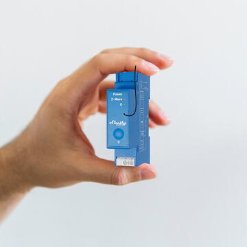 Releu inteligent Shelly Releu 1 canal pentru sina DIN  Qubino Pro 1, 16A, albastru, 94x19x69mm