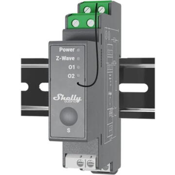 Releu inteligent Shelly Releu 2 canale pentru sina DIN  Qubino Pro 2, 16 A pe canal, gri, 94x19x69mm