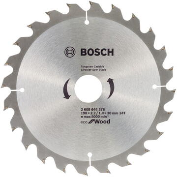 Bosch Panza fierastrau circular pentru lemn, 190x2.2/1.4x30mm, 24 dinti