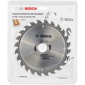 Bosch Panza fierastrau circular pentru lemn, 190x2.2/1.4x30mm, 24 dinti