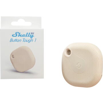 Buton inteligent Shelly Blu Button Tough 1, rezistent la apa si socuri, bej, 42x42x13mm