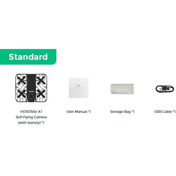 HOVERAir X1, Rezolutie foto 4000 x 3000 pixeli, 1050 mAh, Alb